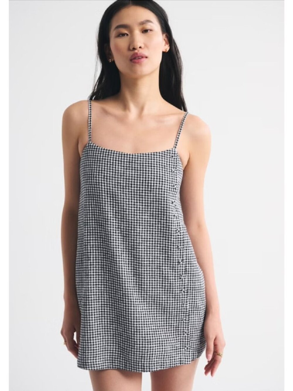 Abercrombie & Fitch Linen-Blend Button Skort Black Gingham XL Coastal Preppy